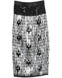 Circus Hotel - Sequin-Embellished Fringed Midi Skirt - Lyst