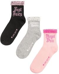 Juicy Couture - Lace-Trim Socks (Set Of Three) - Lyst