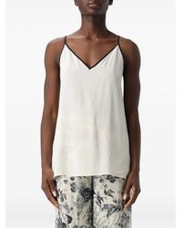 SIMONA CORSELLINI - V-Neck Side-Piping Top - Lyst