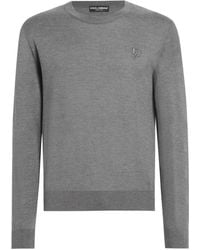 Dolce & Gabbana - Silk Round-Neck Sweater With Dg Embroidery - Lyst