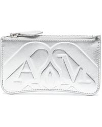 McQueen - Portacarte in pelle argento - Lyst