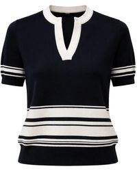 N°21 - Striped V-Neck Short-Sleeve Sweater - Lyst