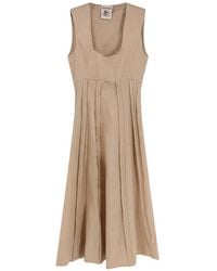Semicouture - Pleated Sleeveless Midi Dress - Lyst