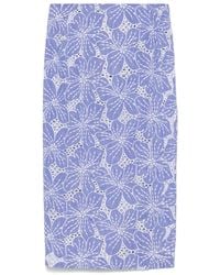 Genny - Gonna Midi Con Ricamo A Fiori - Lyst