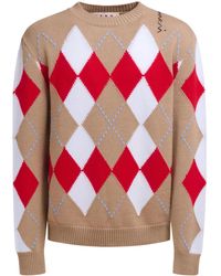 Marni - Pullover Mit Argyle-Intarsienmuster - Lyst