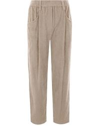 Brunello Cucinelli - Straight Ribfluwelen Broek - Lyst