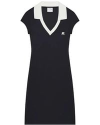 Courreges - Robe Courte À Patch Logo Et Col V - Lyst