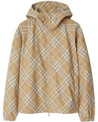 Burberry - Check-print Hooded Jacket - Lyst