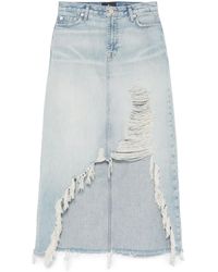 7 For All Mankind - Falda midi vaquera - Lyst