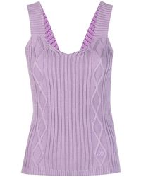 Jacob Cohen - Logo-embroidered Cable-knit Tank Top - Lyst
