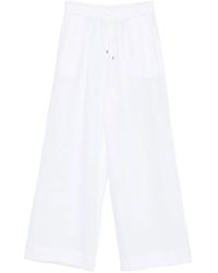 Clips - Drawstring-Detail Wide-Leg Linen Trousers - Lyst