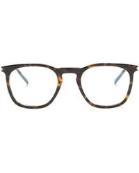 Saint Laurent - Tortoiseshell-Effect Square-Frame Glasses - Lyst