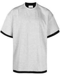 Jil Sander - Camiseta de dos tonos con logo - Lyst