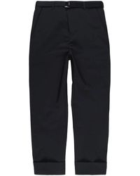 Sacai - Cropped Belted Turn-Up Trousers - Lyst