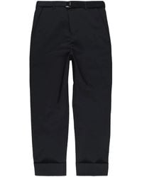 Sacai - Cropped Belted Turn-Up Trousers - Lyst