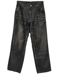KAMIYA - Panelled Leather Trousers - Lyst