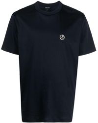 Giorgio Armani - T-shirt en coton à logo brodé - Lyst