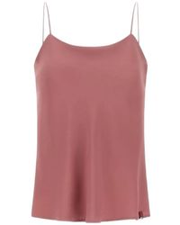 Herno - Dark Rose Double Matte And Fluid Cady Fabric Camisole Top With Logo Plate.<Br - Lyst