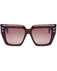 Balmain - Studded Geometric-Frame Sunglasses - Lyst