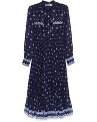 Self-Portrait - Midi-Jurk Met Bloemenprint - Lyst