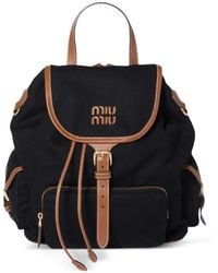 Miu Miu - Canvas And Leather Large Backpack - Lyst