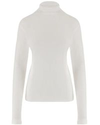 Vince - Jersey-Texture High-Neck Long-Sleeve Top - Lyst