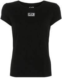 EA7 - Logo-trim Jersey T-shirt - Lyst