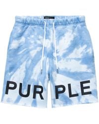 Purple Brand - Fleece-Shorts mit Logo-Print - Lyst