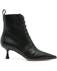Gianvito Rossi - 55Mm Morganne Lace-Up Pointed-Toe Boots - Lyst