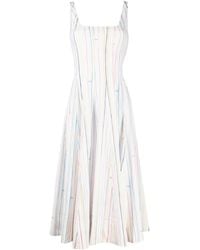 STAUD - Stripe-pattern Sleeveless Midi Dress - Lyst