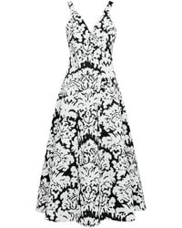 Alexander McQueen - V-neck Brocade Print Midi Dress - Lyst
