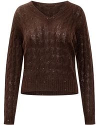Brunello Cucinelli - Cable-Knit Long-Sleeve Sweater - Lyst