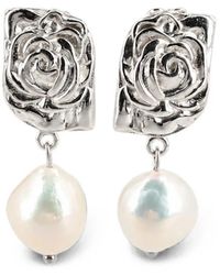Magda Butrym - Rose-Detail Pearl-Pendant Earrings - Lyst