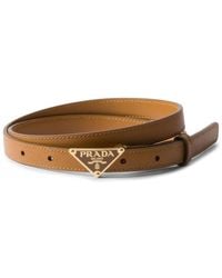 Prada - Triangle-Logo Leather Belt - Lyst