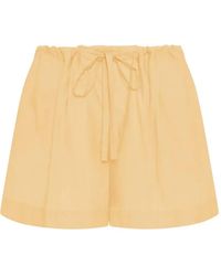 Another Tomorrow - Pleated Cotton Shorts - Lyst