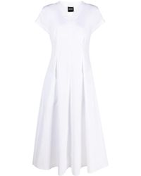 Aspesi - Short-sleeve Pleated Midi Dress - Lyst