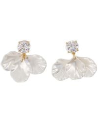 Self-Portrait - Crystal Petal Earrings - Lyst