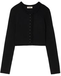 Sandro - Gerippter Cardigan Mit Knopf - Lyst