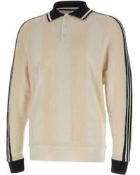 adidas - Polo-Neck Stripe-Detail Sweater - Lyst