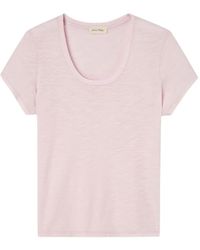 American Vintage - Jacksonville T-Shirt Met Diepe Ronde Hals En Korte Mouwen - Lyst