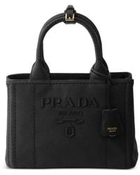 Prada - Jardinière Small Cotton Canvas Bag - Lyst