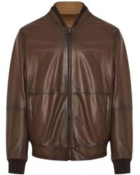 Corneliani - Baseball-collar Leather Jacket - Lyst