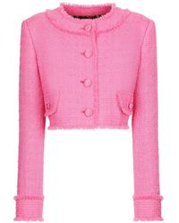 Dolce & Gabbana - Tweed-Jacke mit rundem Ausschnitt - Lyst