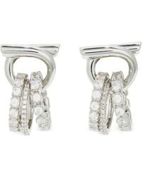 Ferragamo - Gancini Earrings With Crystal Ring Pendant Detail - Lyst