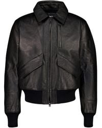 Y-3 - Zipped-Front Leather Jacket - Lyst