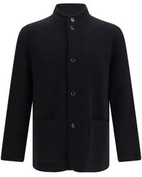 Lardini - Veste En Maille Côtelée À Col Montant - Lyst
