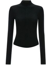 Victoria Beckham - Ribbed-Knit Mock-Neck Sweater - Lyst