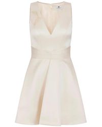 Elisabetta Franchi - Duchess Satin Mini Dress With Feathers - Lyst