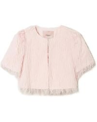 Twinset - Feather-effect Short-sleeve Cropped Jacket - Lyst