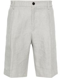 Eleventy - Pleat-detail Linen Bermuda Shorts - Lyst